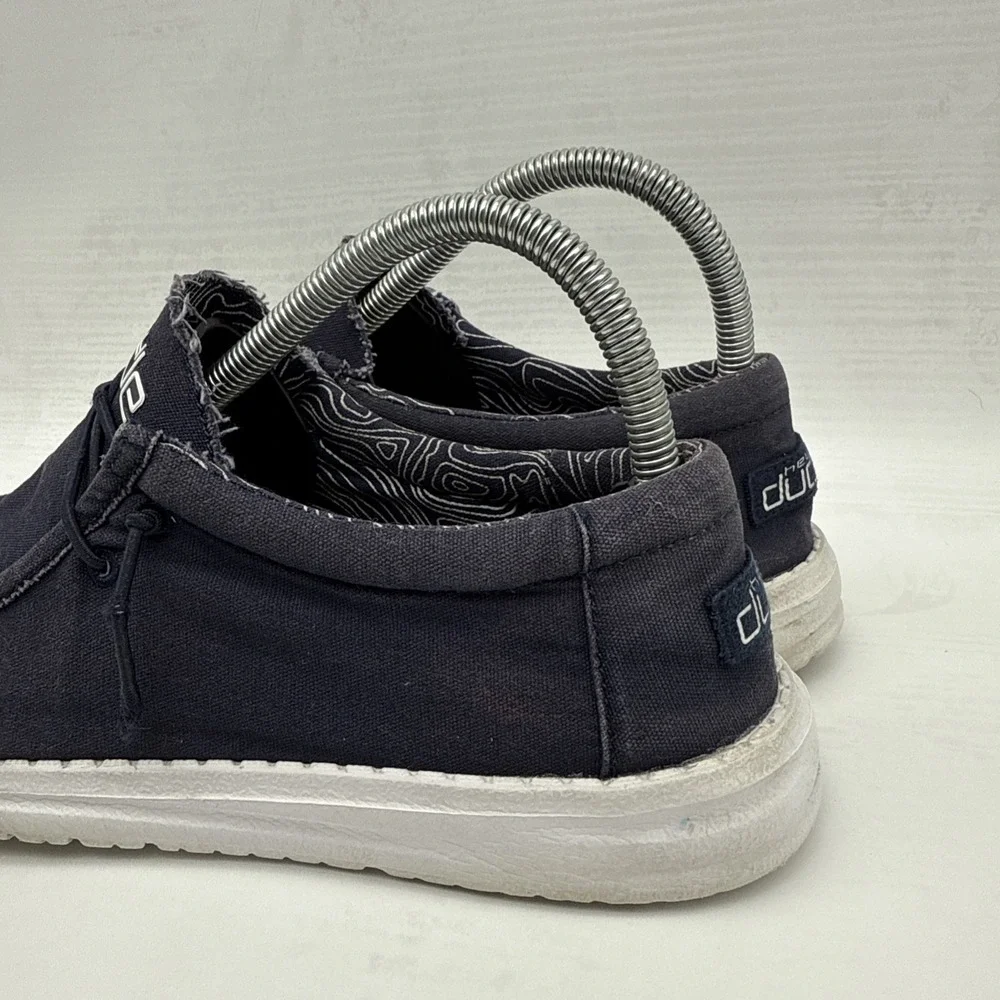 Hey Dude Wally Navy Blue Shoes Boys Girls Youth Sz Y6 L7 Slip On Comfort Shoes
